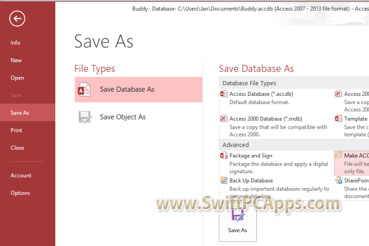 Microsoft Access v2016 Runtime for pc